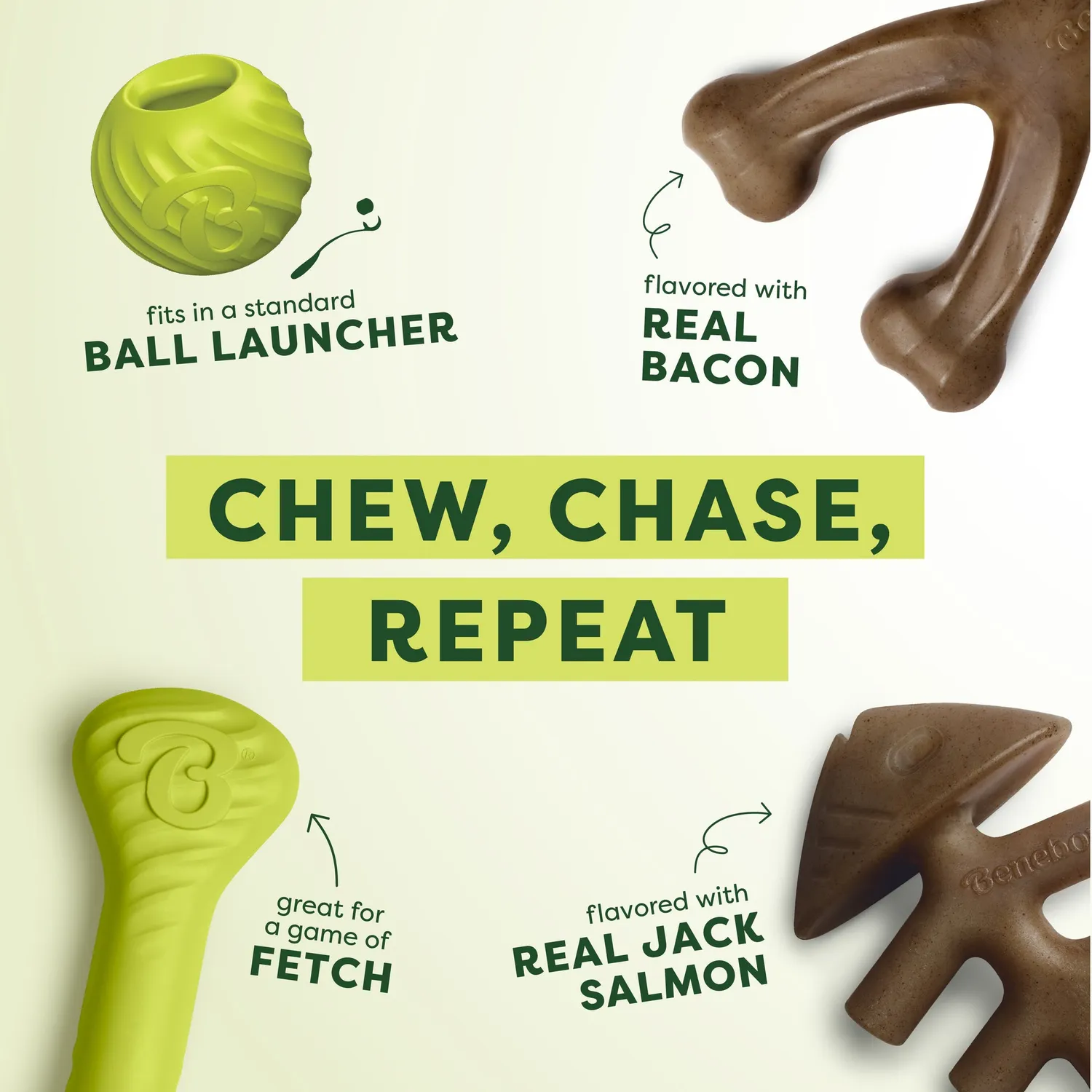 Benebone Chew & Chase Collection tuggleksak Medium 4-pack nylon