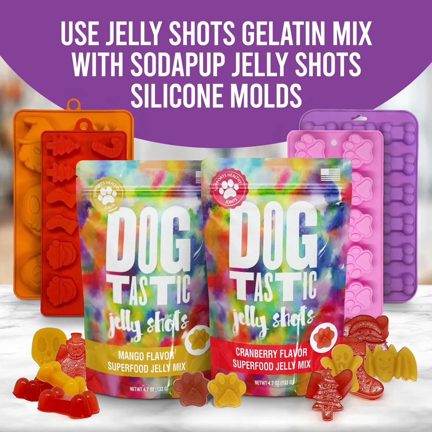 SodaPup Dogtastic Jelly Shots silikonform jul hundgodis