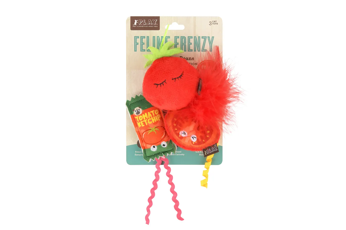 P.L.A.Y. Feline Frenzy Toma-toe Beans kattleksak 3-pack