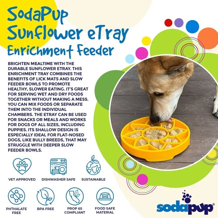 SodaPup Sunflower eTray slow feeder skål gul
