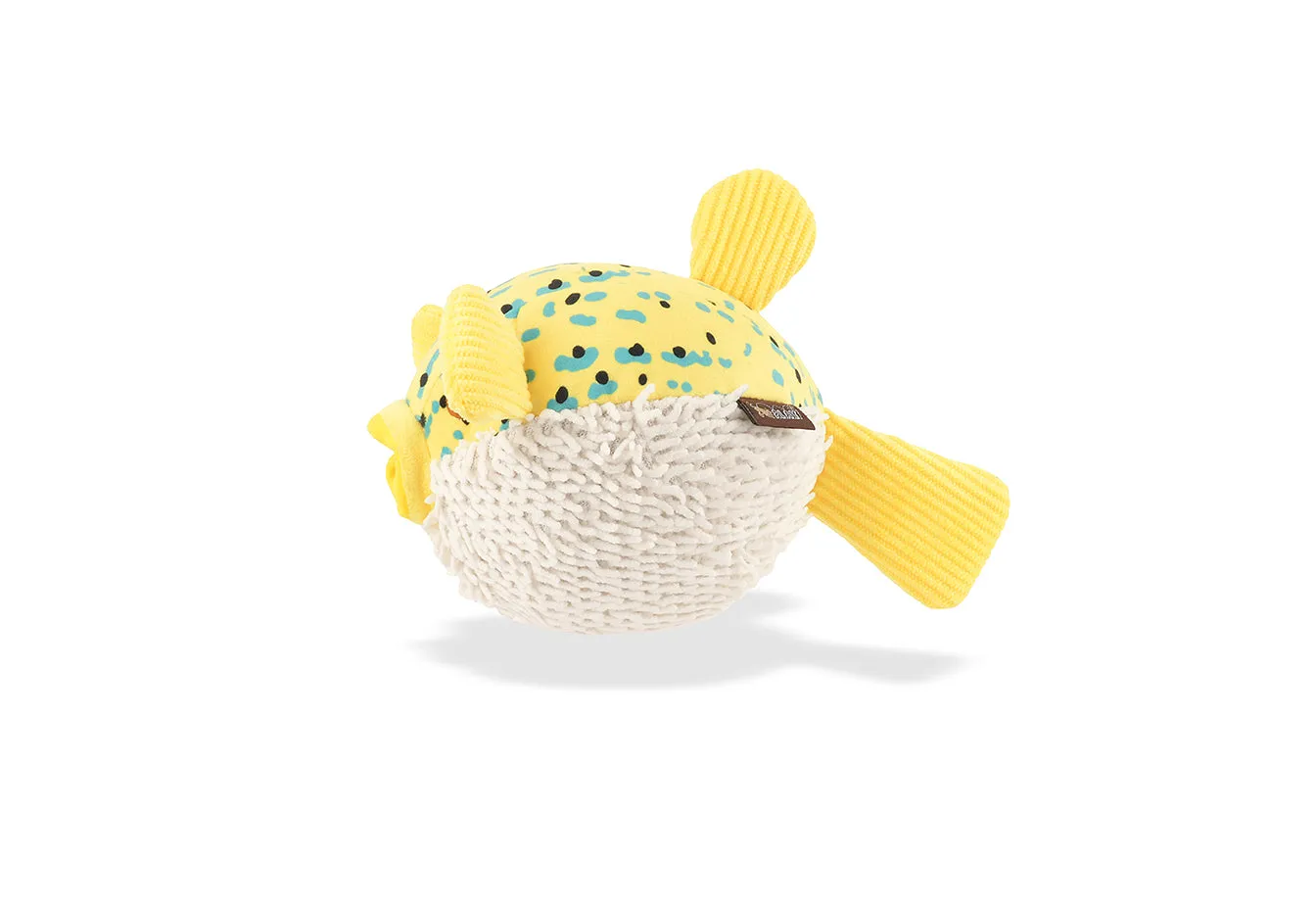 P.L.A.Y. Ocean Buddies Puffer Fish hundleksak med pip gul