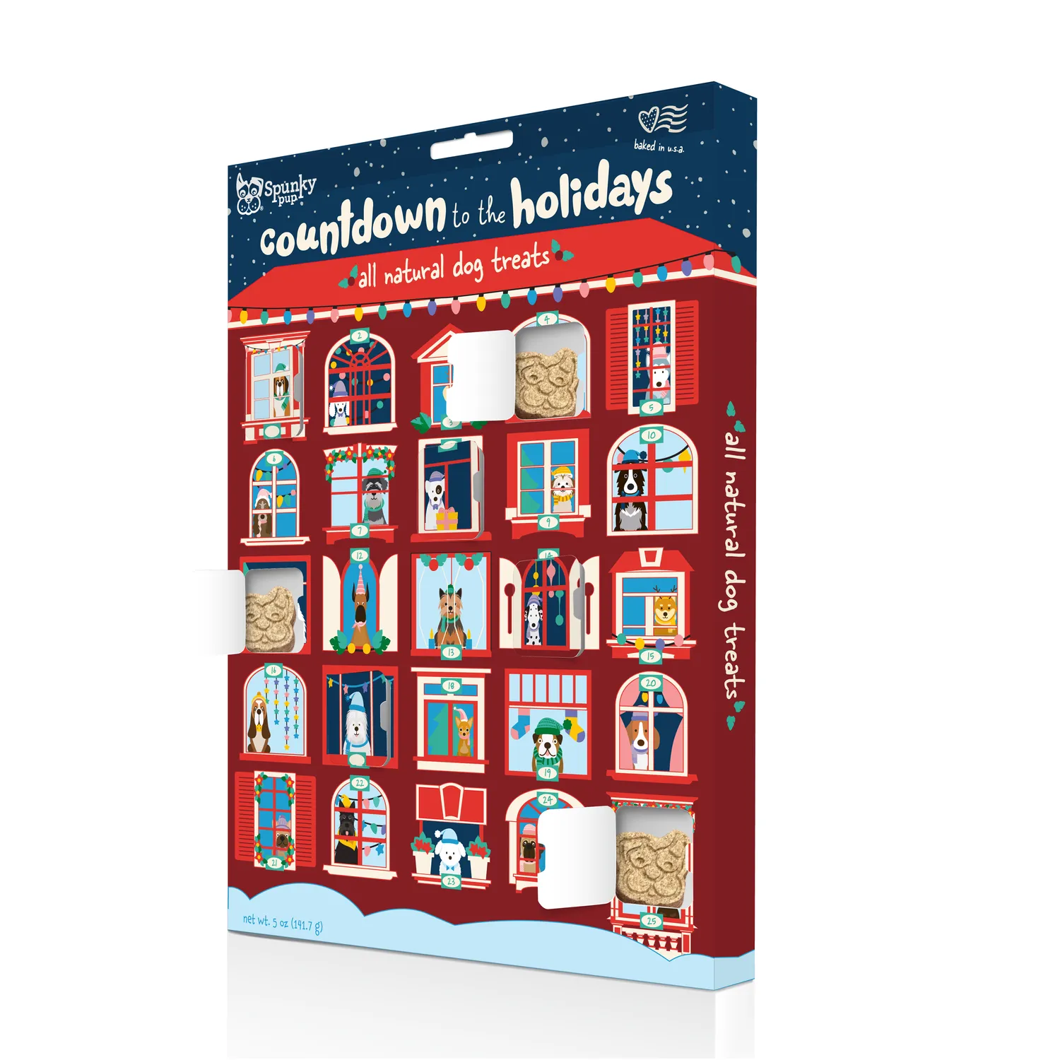 Spunky Pup Holiday adventskalender hund 25 luckor jordnöt