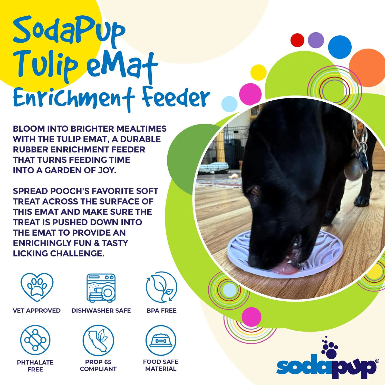 SodaPup eMat Tulip slickmat pastellila sugkoppar