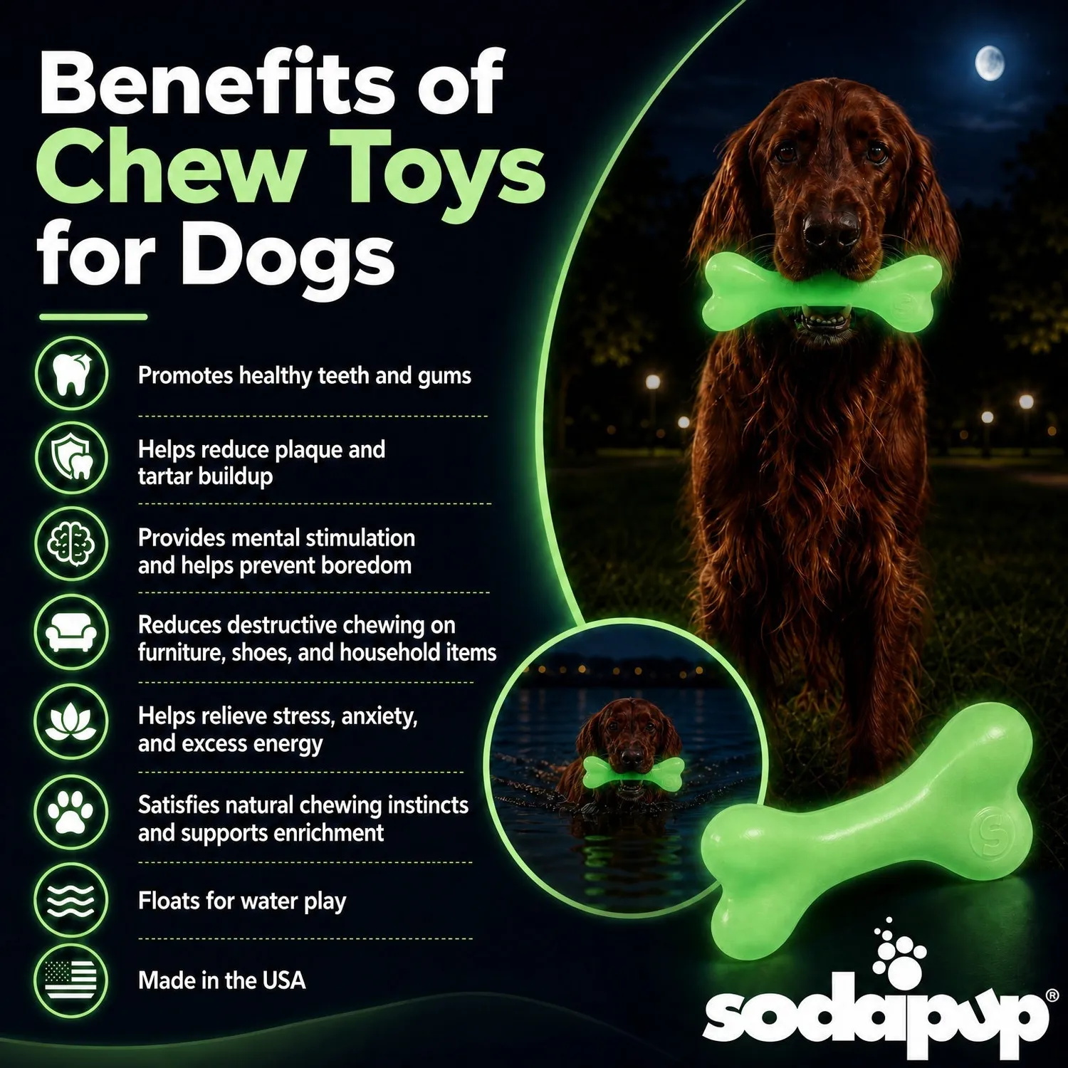 SodaPup PUP-X tuggben large självlysande flytande gummi