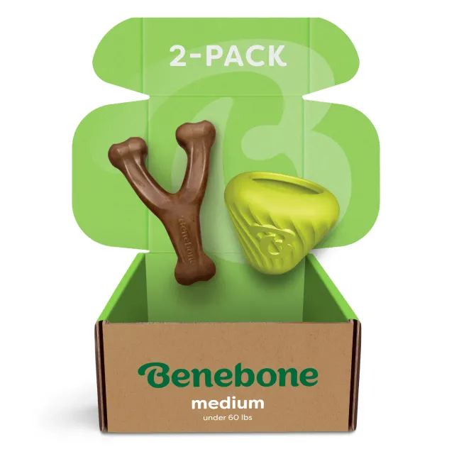 Benebone Chew & Treat Duo tuggset medium 2-pack bacon