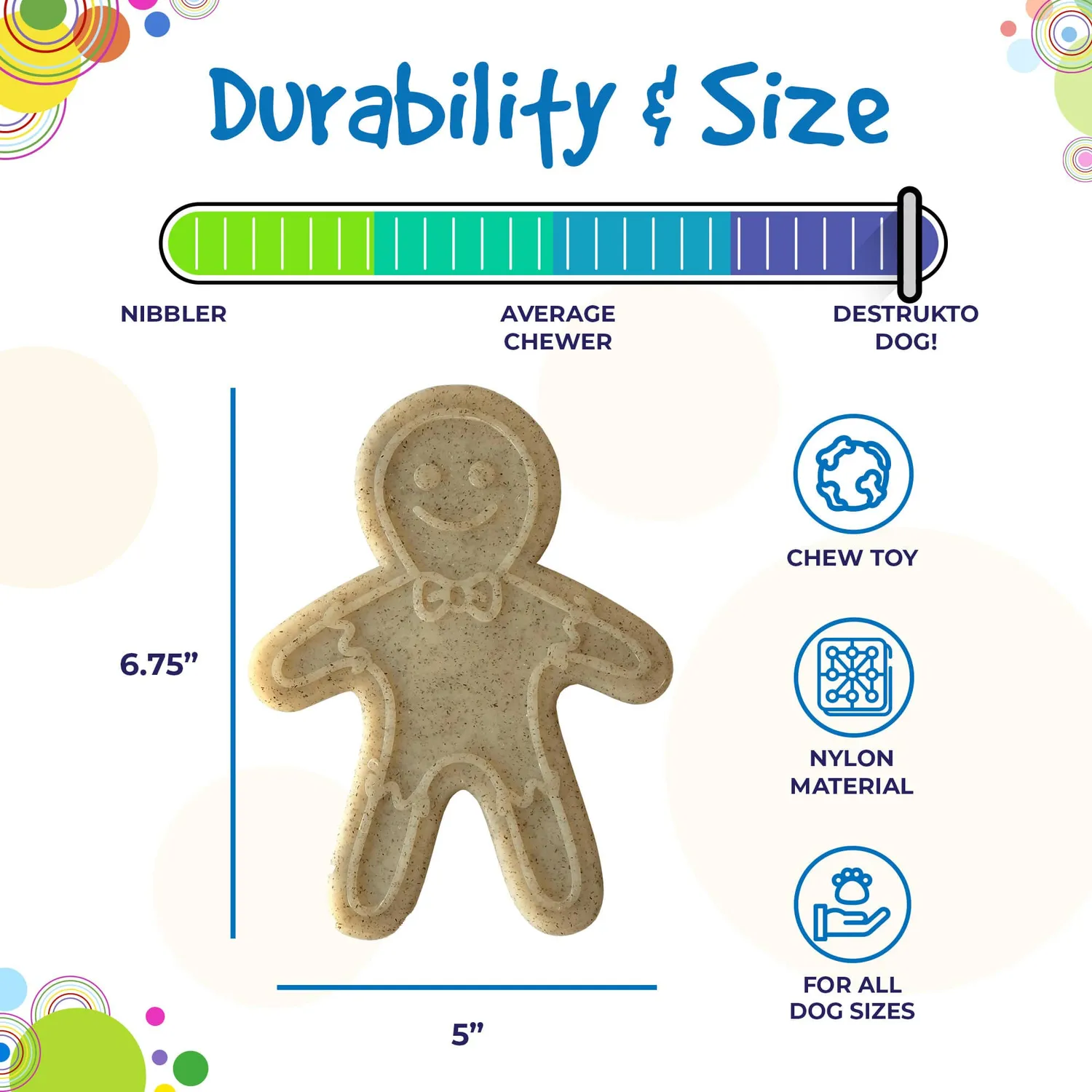 SodaPup Gingerbread Man tuggleksak brun för hårda tuggare