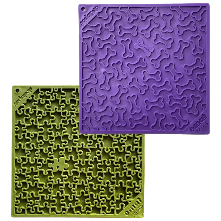 SodaPup Jigsaw Bones slickmattor 2-pack large grön lila