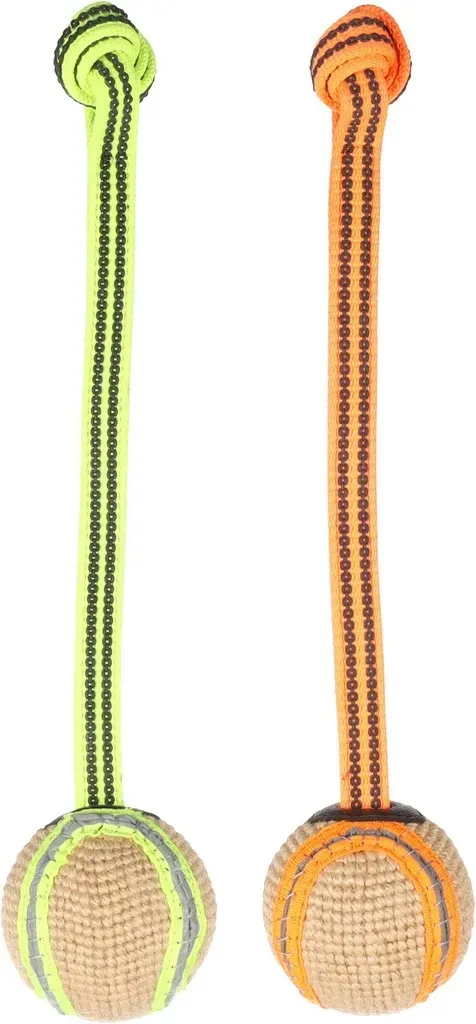 Flamingo Juteboll belöningsboll 7cm med handtag