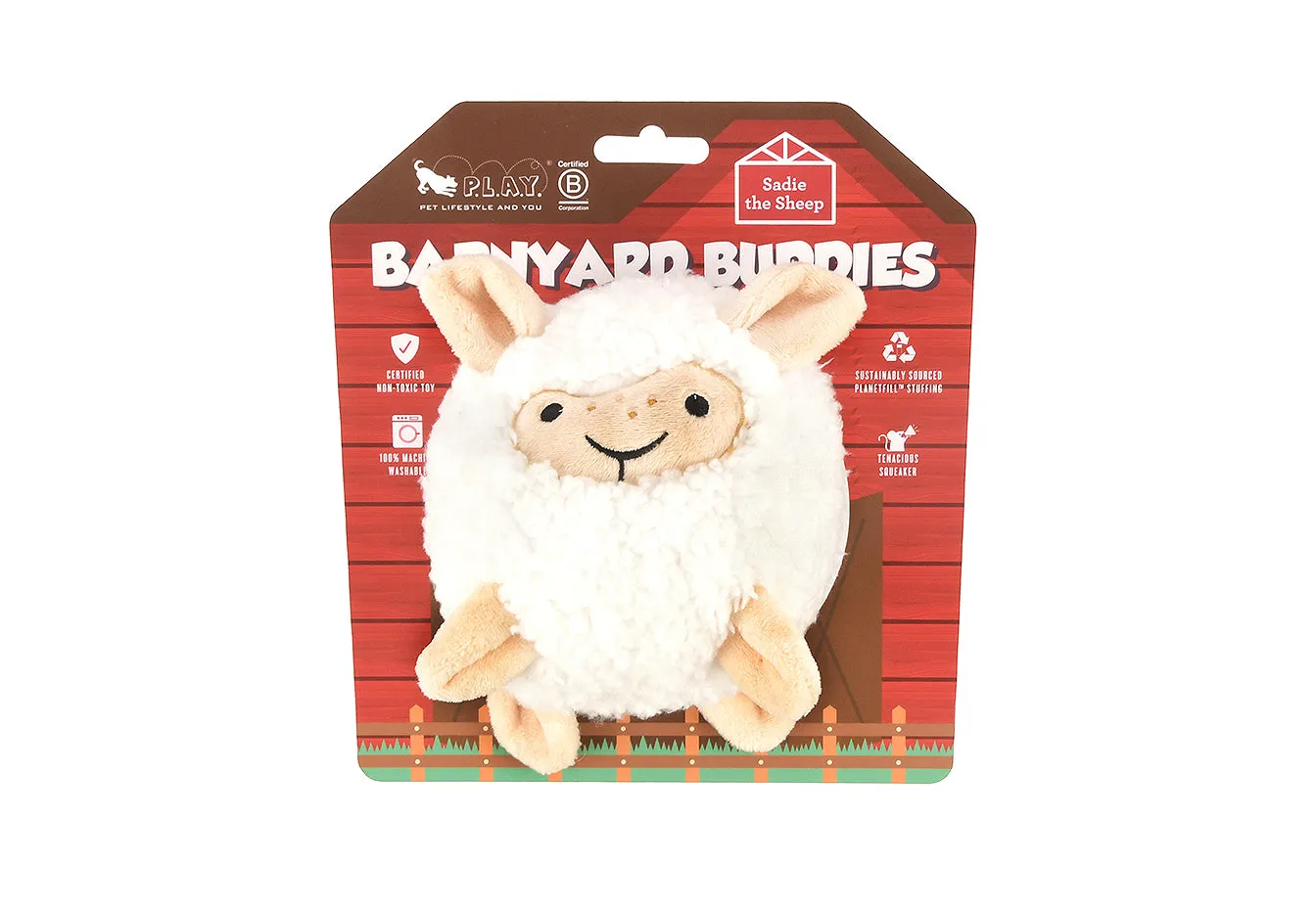 P.L.A.Y. Barnyard Buddies Sadie the Sheep hundleksak large vit