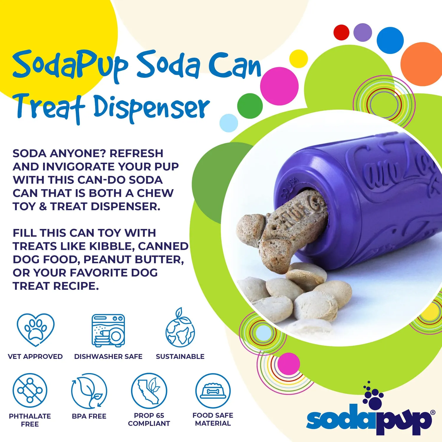 SodaPup Can Toy Lemon Lime Green hundleksak medium godisdispenser