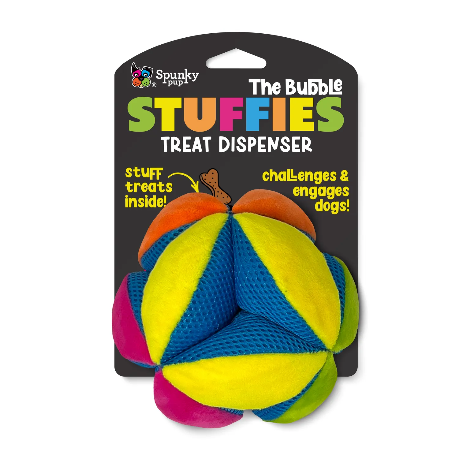 Spunky Pup Stuffies mjukisleksak Tangle Regular med godisfack