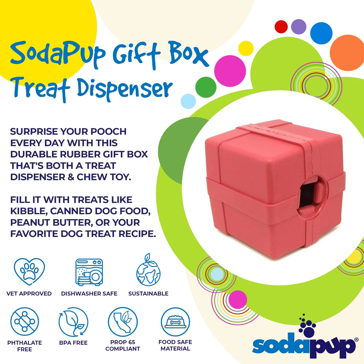 SodaPup eDispenser Gift Box hundleksak medium röd