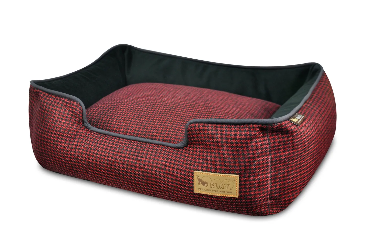 P.L.A.Y. Houndstooth Lounge Bed hundsäng M ljusblå kant