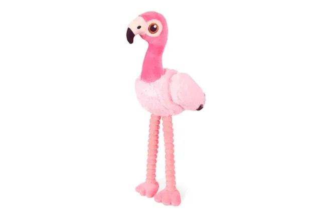 P.L.A.Y. Fetching Flock Flora the Flamingo hundleksak stor rosa med pip