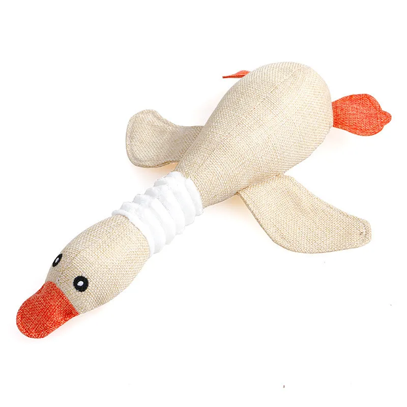 Pawtato Squeaky Plush Goose gosleksak beige pip