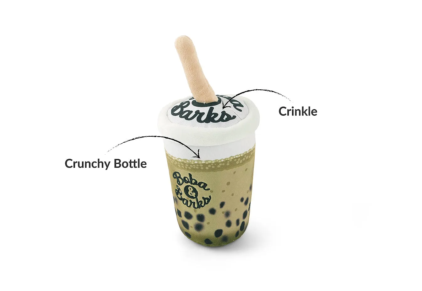 P.L.A.Y. Matcha Boba plyschleksak grön prassel