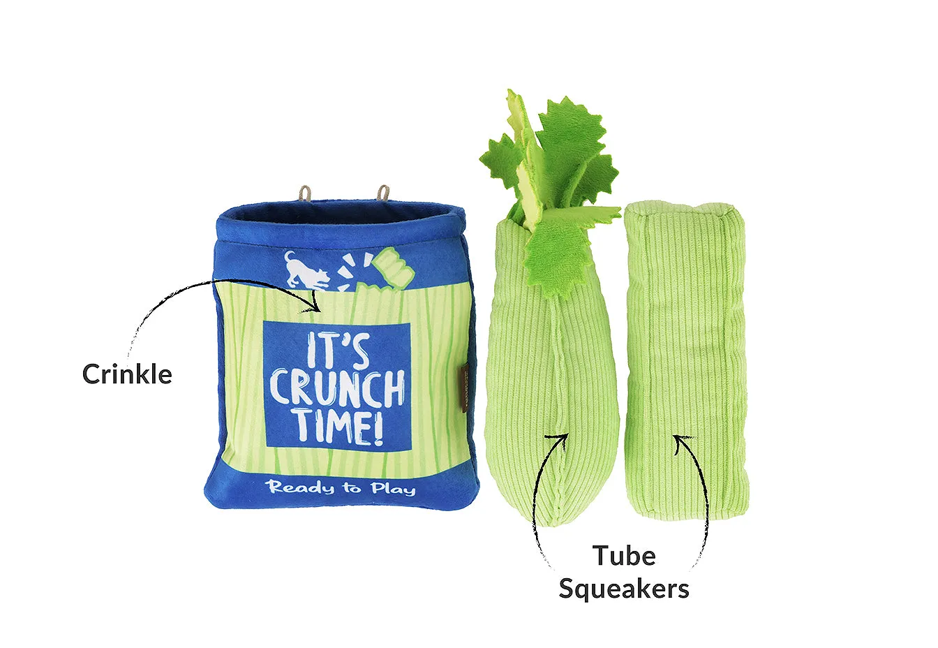 P.L.A.Y. Picked Fresh Crunch Bunch hundleksak 3-i-1 med pip