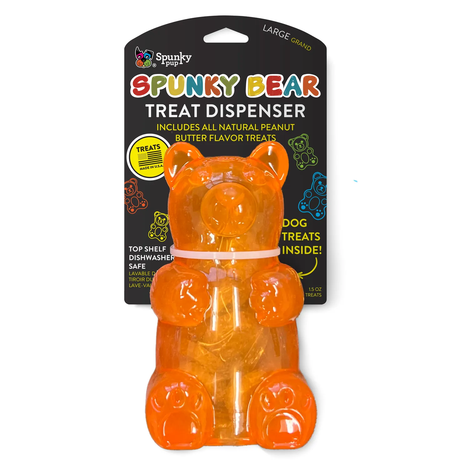 Spunky Pup Gummy Bears hundleksak large orange godisdispenser