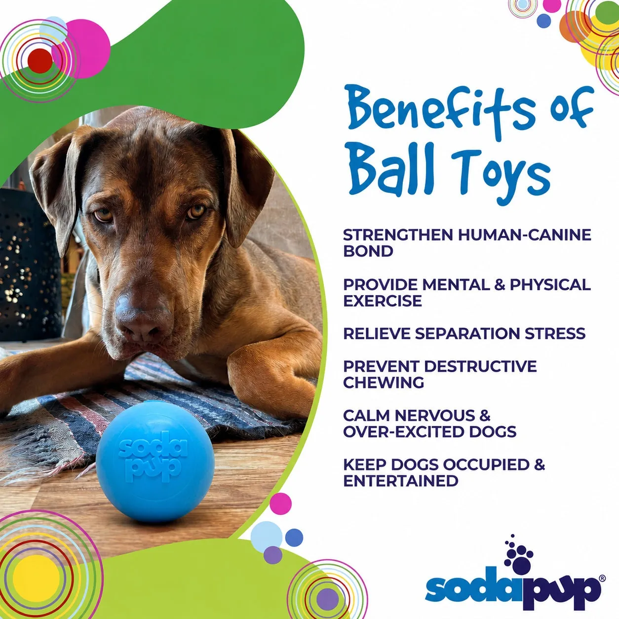 SodaPup Squeak Ball hundleksak gul medium flytande