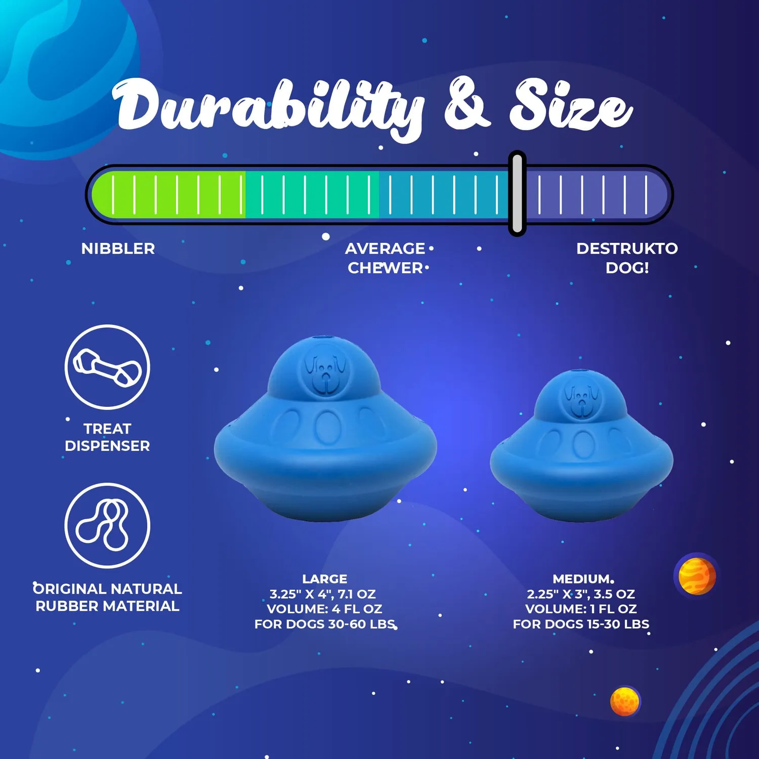 SodaPup Flying Saucer Large hundleksak blå gummi