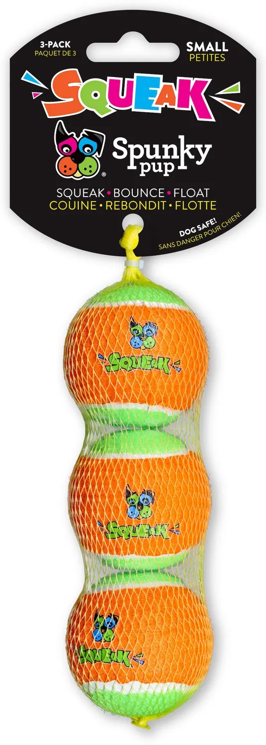 Spunky Pup Squeaky Tennis Balls pipboll M