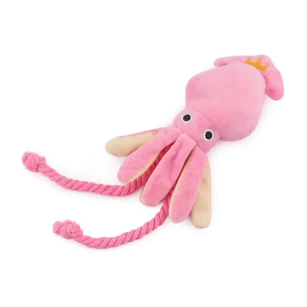 Pawtato Squid mjukisleksak rosa med pip