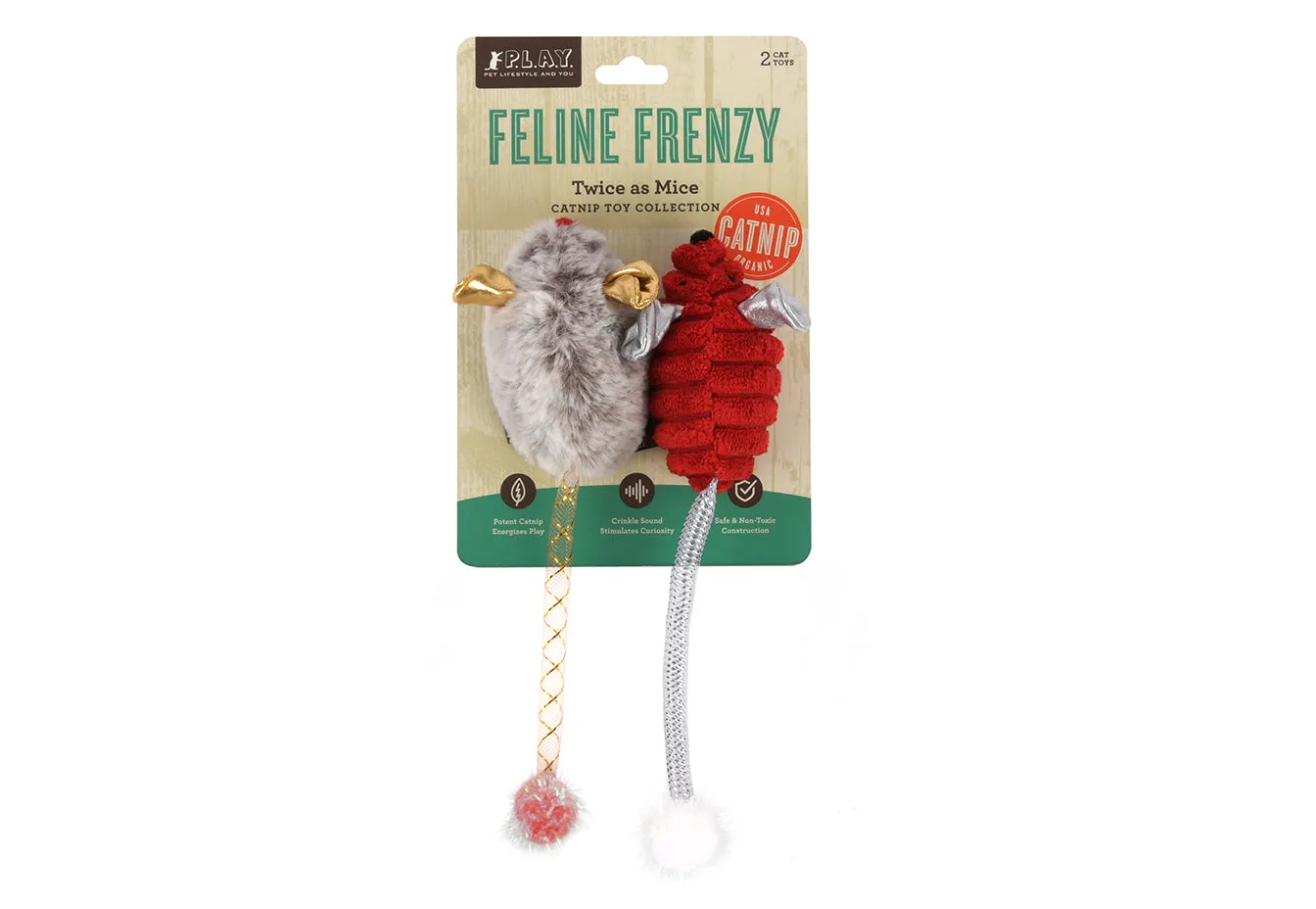 P.L.A.Y. Feline Frenzy Twice As Mice kattleksak möss 2-pack