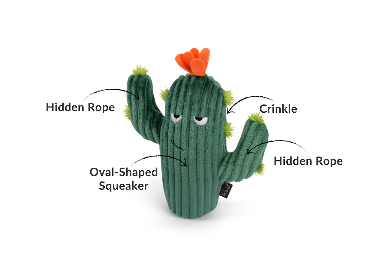P.L.A.Y. Blooming Buddies Prickly Pup Cactus hundleksak grön med pip