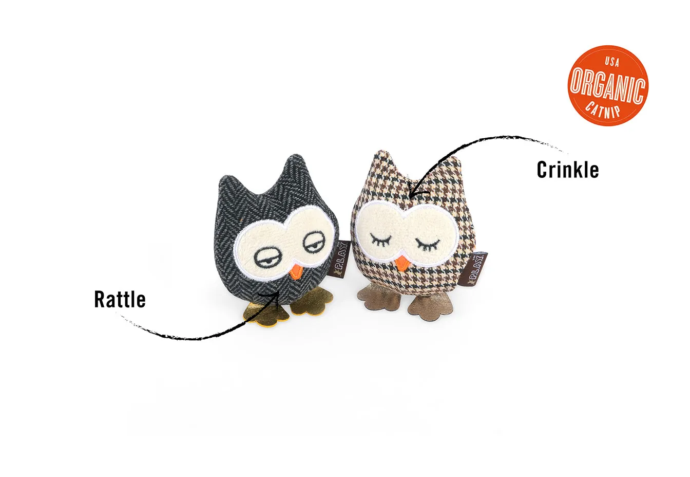 P.L.A.Y. Feline Frenzy Hooti-ful Owls kattleksak 2-pack med kattmynta