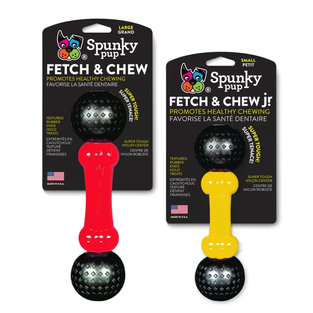 Spunky Pup Fetch & Chew tuggben small röd