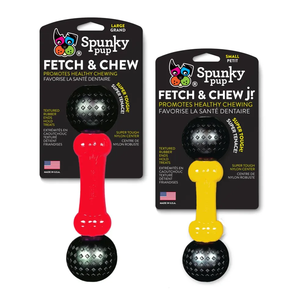 Spunky Pup Fetch & Chew tuggben small röd