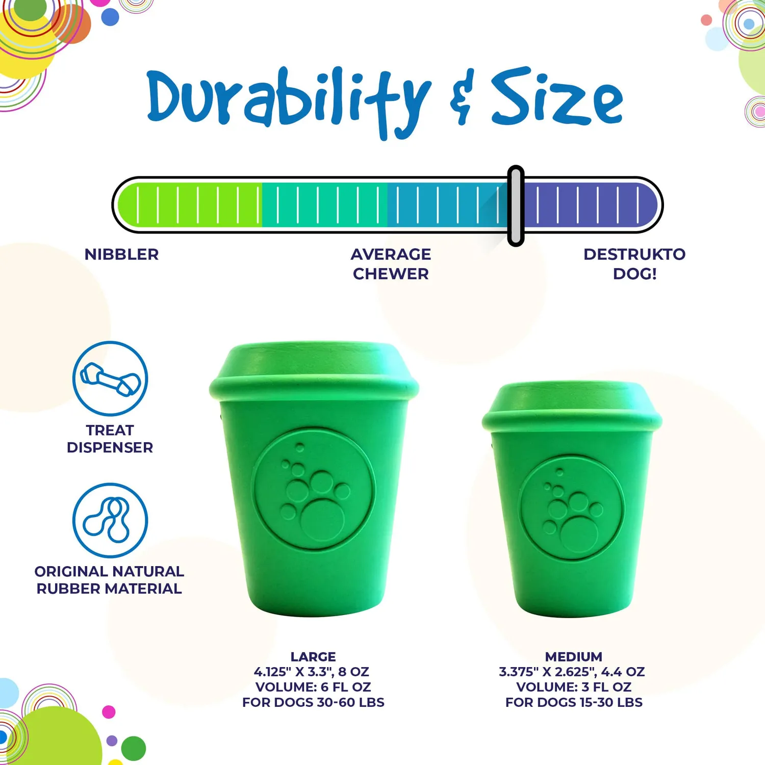 SodaPup Coffee Cup tuggleksak gummi medium grön