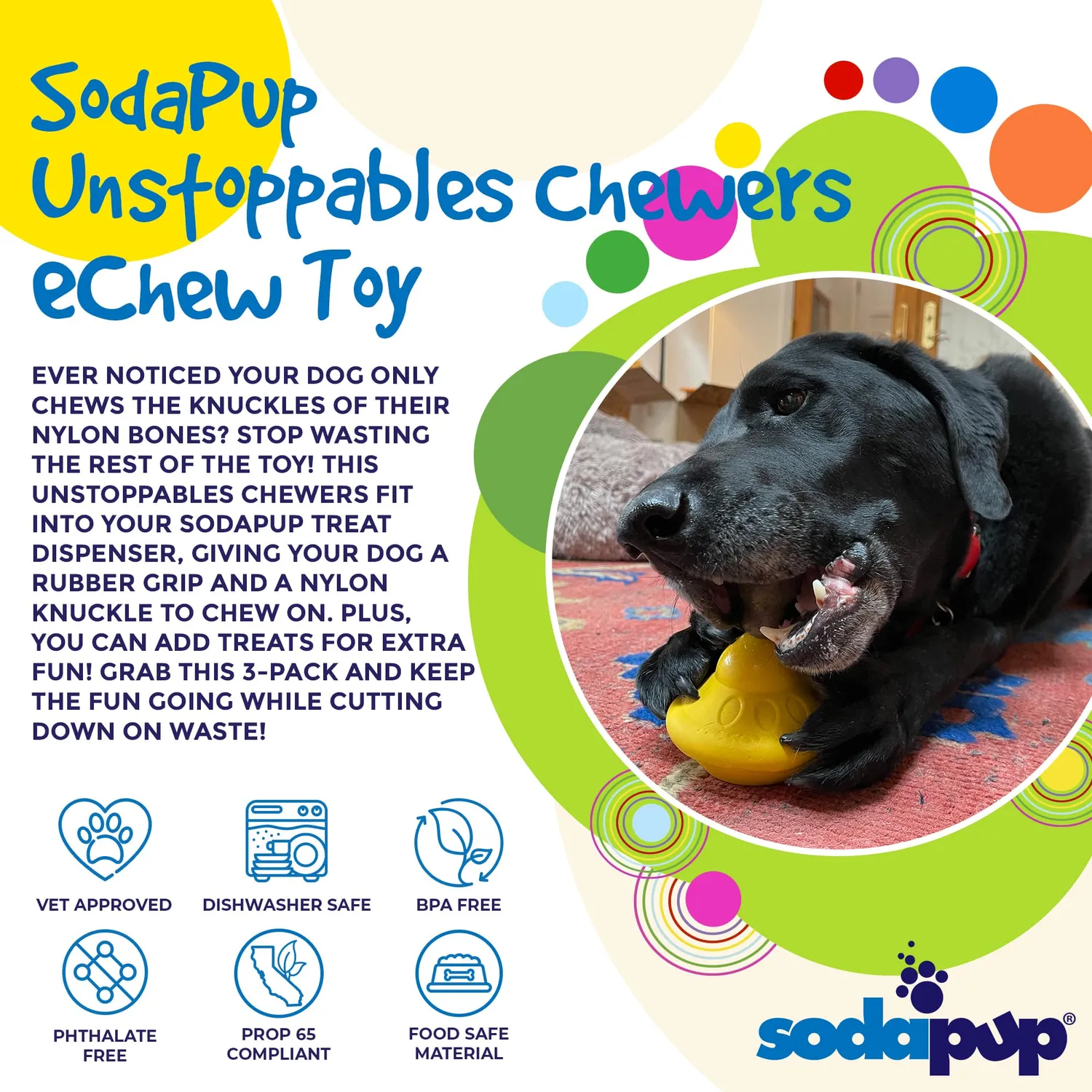 SodaPup Unstoppables tuggknoppar nylon 3-pack