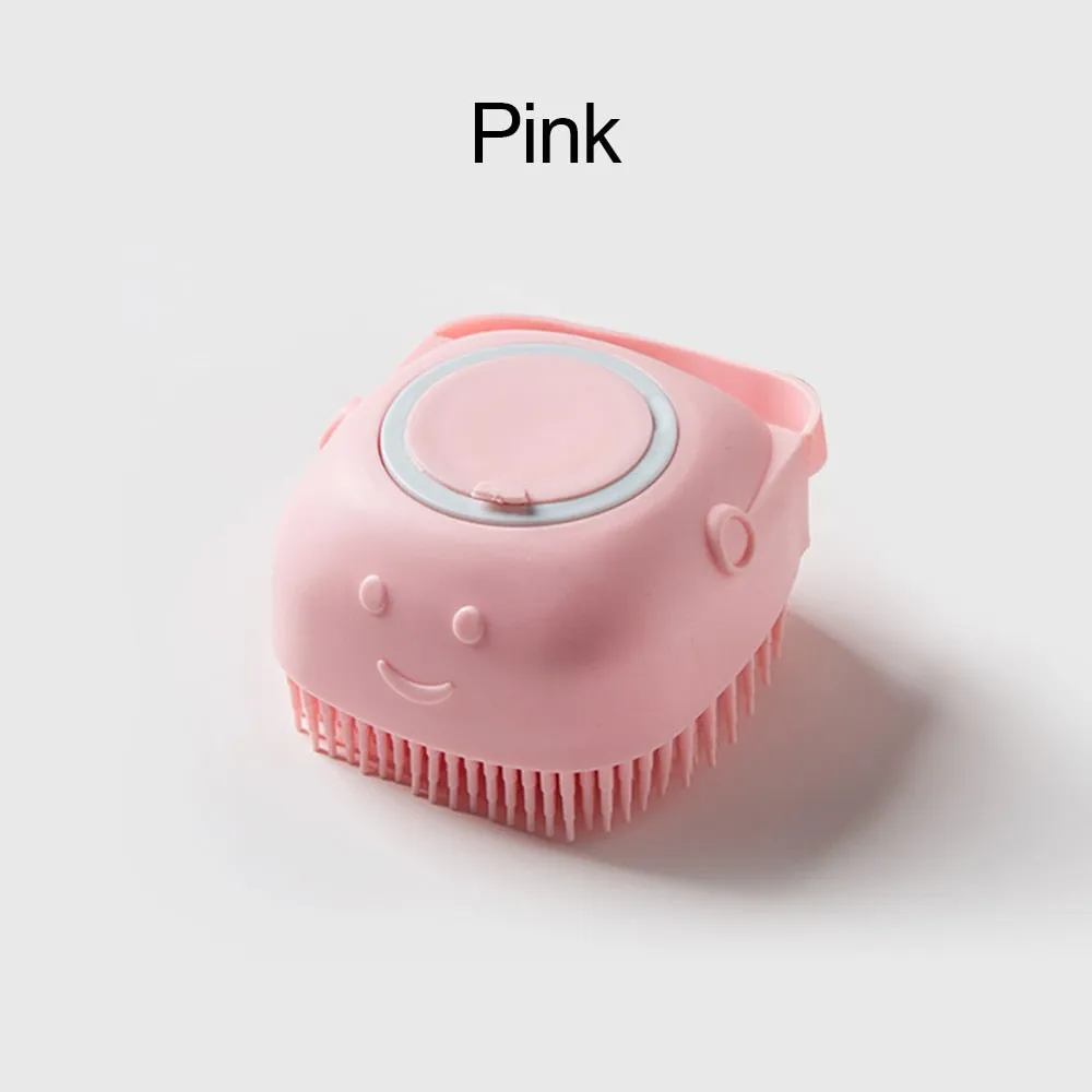 Pawtato schampoborste hund med behållare rosa