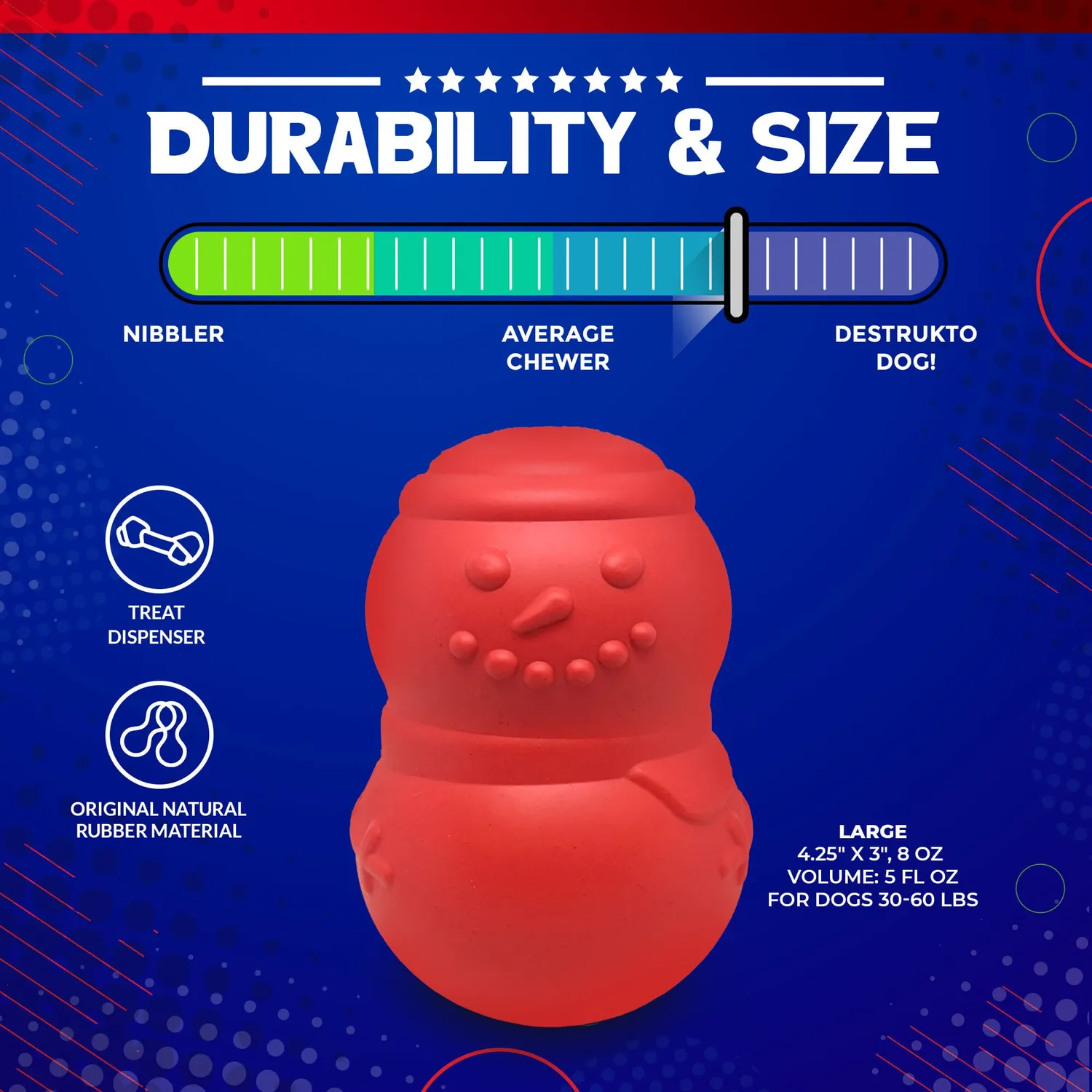 SodaPup Snowman tuggleksak large naturgummi snögubbe