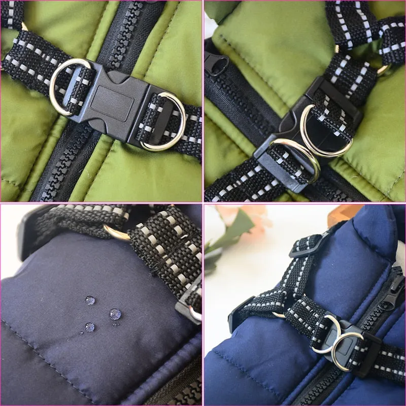 Pawtato vintertäcke hund med sele vattenavvisande