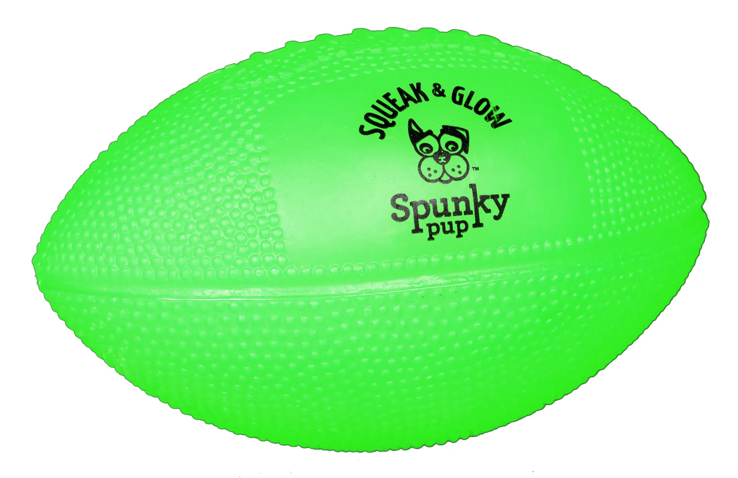 Spunky Pup Squeak & Glow Football boll grön